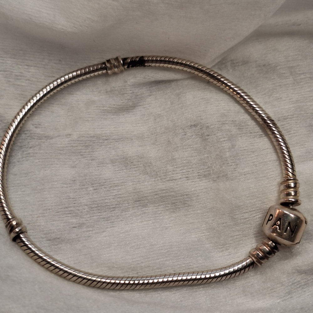 Pandora‎ Elegant Silver Snake Chain Bracelet with Logo Clasp